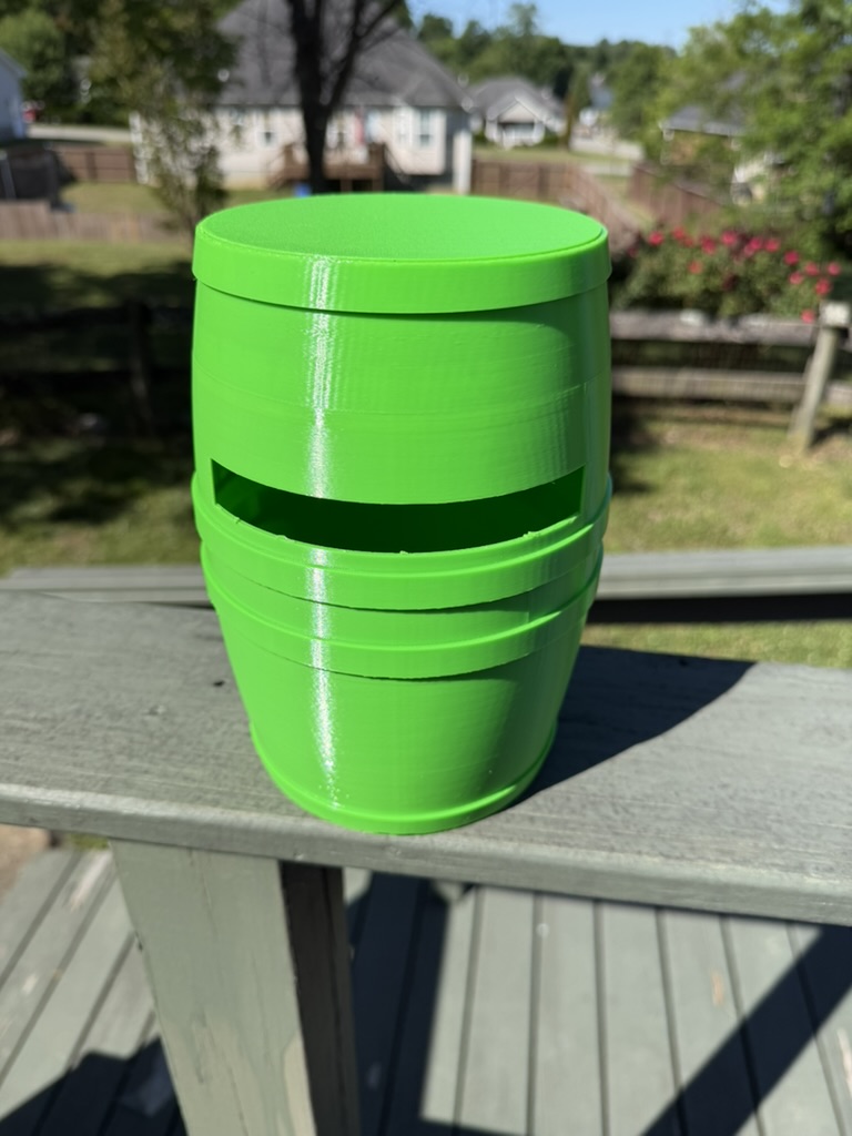 Green barrel on deck
